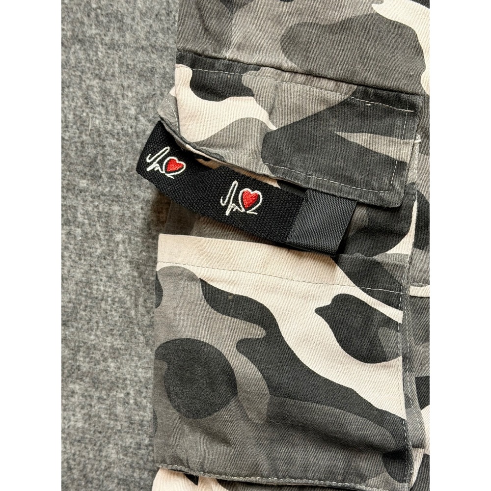 Mens Camo Cargo Shorts Grayscale Camouflage Elastic Waist Cotton 5XL Streetwear - Picture 4 of 7
